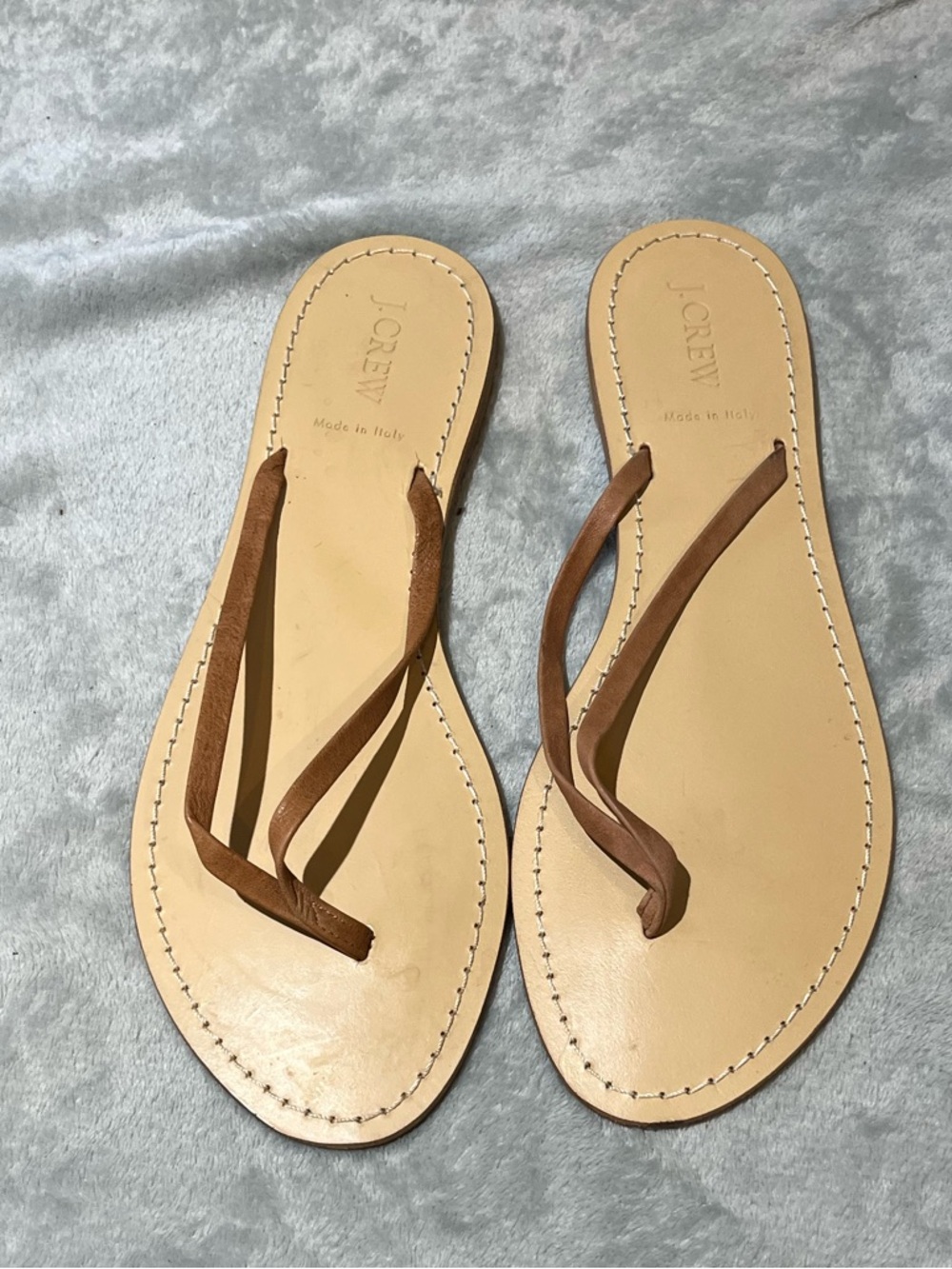 J. Crew Tan Leather Strap Slide Sandals